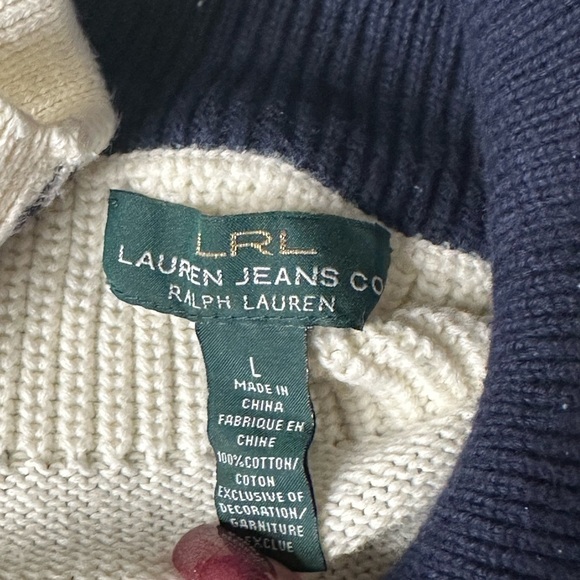 LRL Lauren Jeans Co ivory cotton mock neck sweater - Picture 7 of 7